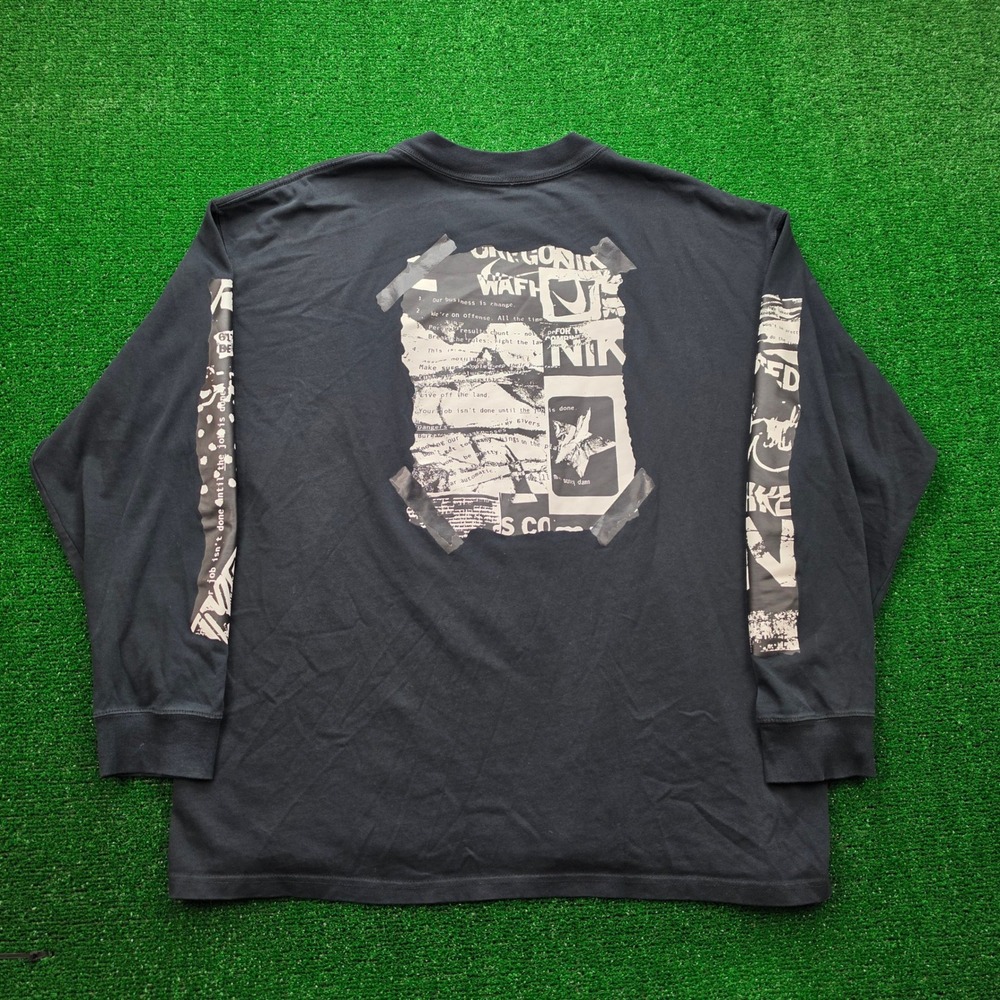 Nike Shirt Mens 2XL Black Long Sleeve Graphic Streetwear Pullover Casual